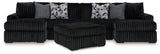 Midnight-Madness 3-Piece Sectional with Double Chaise and Ottoman