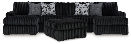 Midnight-Madness 3-Piece Sectional with Double Chaise and Ottoman