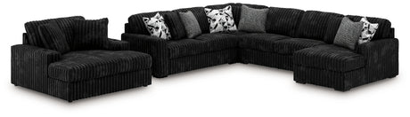 Midnight-Madness 4-Piece Sectional and Oversized Chaise