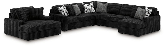 Midnight-Madness 4-Piece Sectional and Oversized Chaise