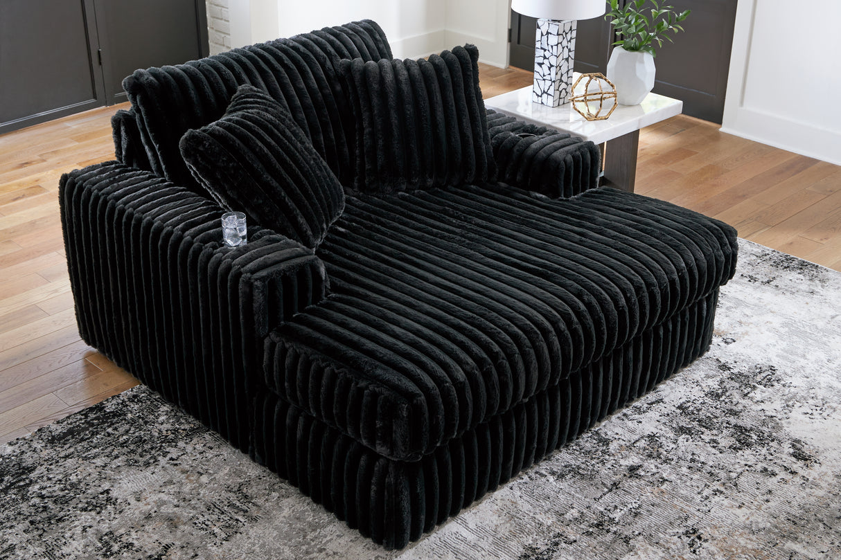 Midnight-Madness 3-Piece Sectional, Chaise and Oversized Accent Ottoman
