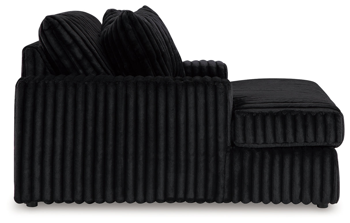 Midnight-Madness 3-Piece Sectional, Chaise and Oversized Accent Ottoman