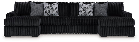 Midnight-Madness 3-Piece Sectional with Chaise (Color: Onyx)