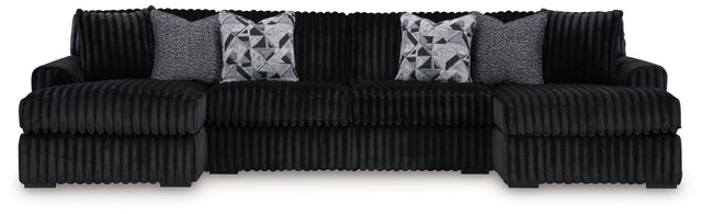 Midnight-Madness 3-Piece Sectional with Chaise (Color: Onyx)