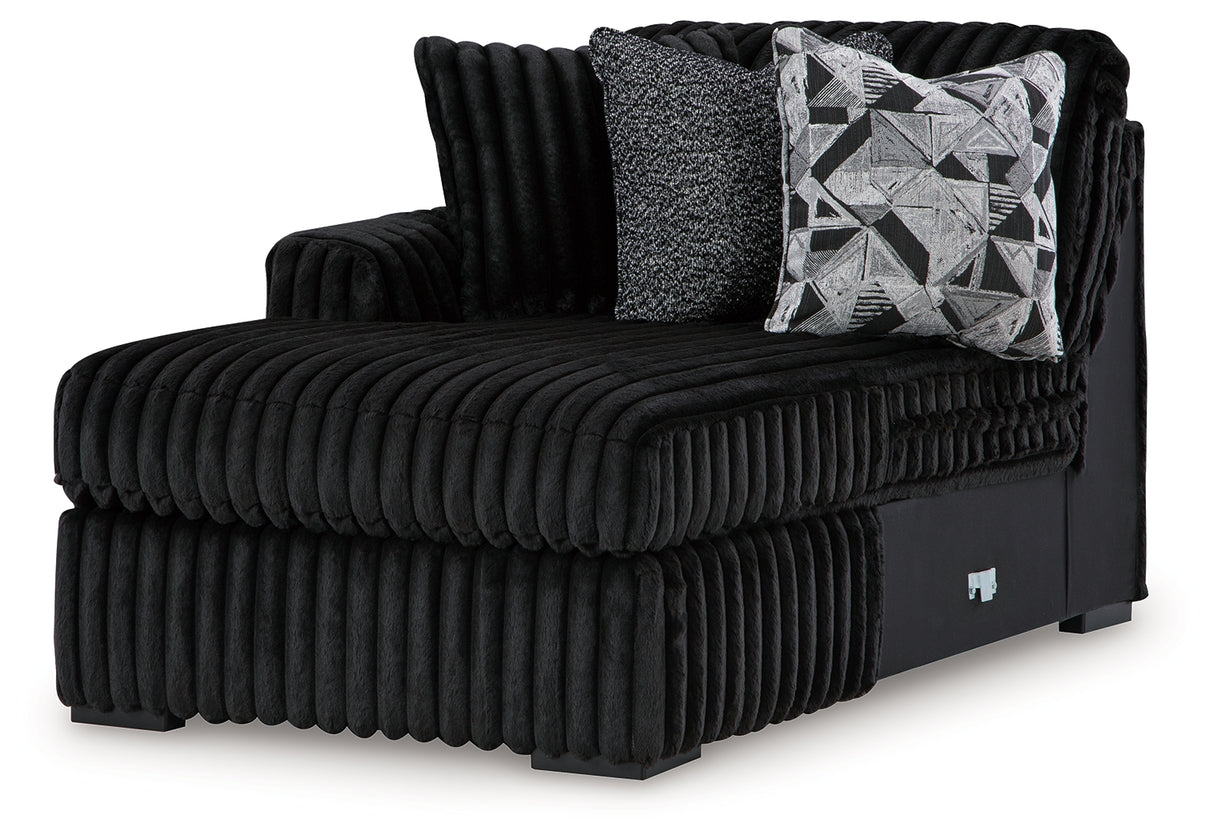 Midnight-Madness 3-Piece Sectional with Double Chaise and Ottoman