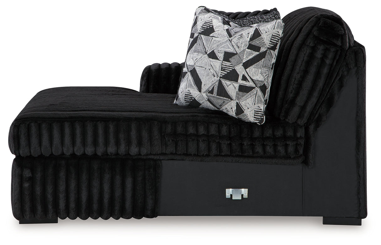 Midnight-Madness 3-Piece Sectional with Double Chaise and Ottoman