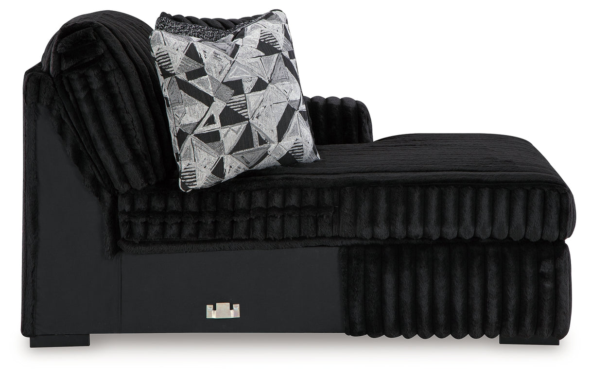 Midnight-Madness 3-Piece Sectional with Double Chaise and Ottoman