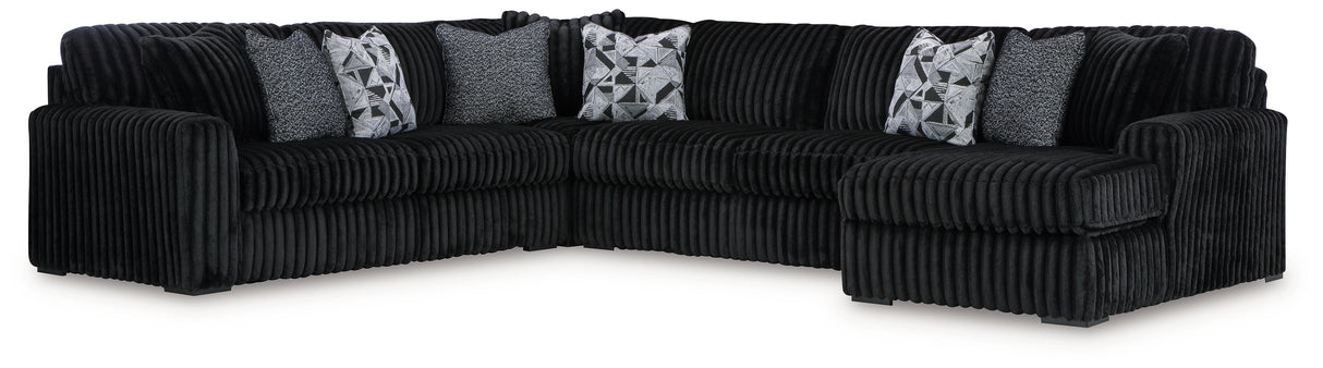 Midnight-Madness 4-Piece Sectional with Chaise (Color: Onyx)