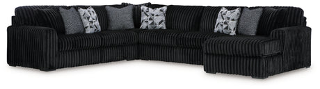 Midnight-Madness 4-Piece Sectional with Chaise (Color: Onyx)