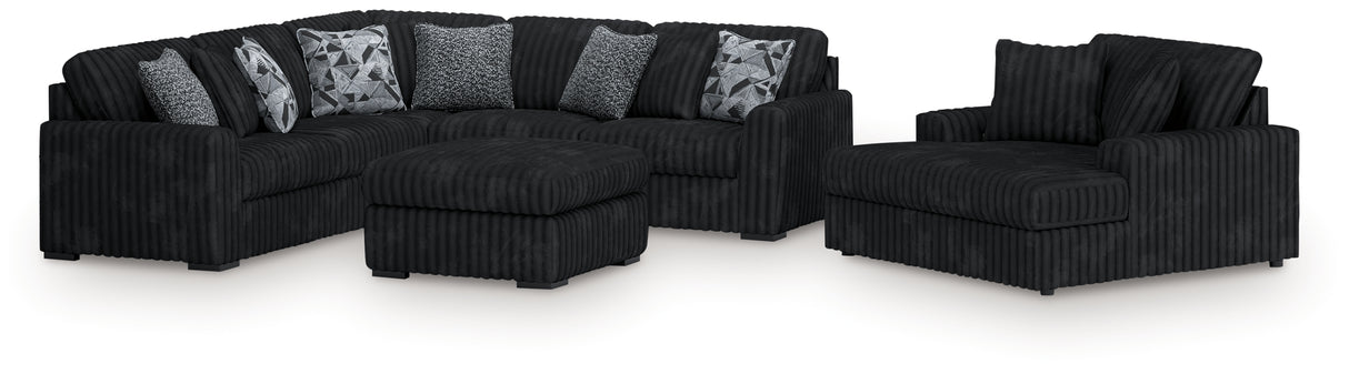 Midnight-Madness 3-Piece Sectional, Chaise and Oversized Accent Ottoman