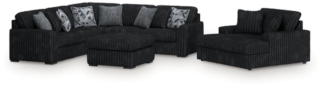 Midnight-Madness 3-Piece Sectional, Chaise and Oversized Accent Ottoman