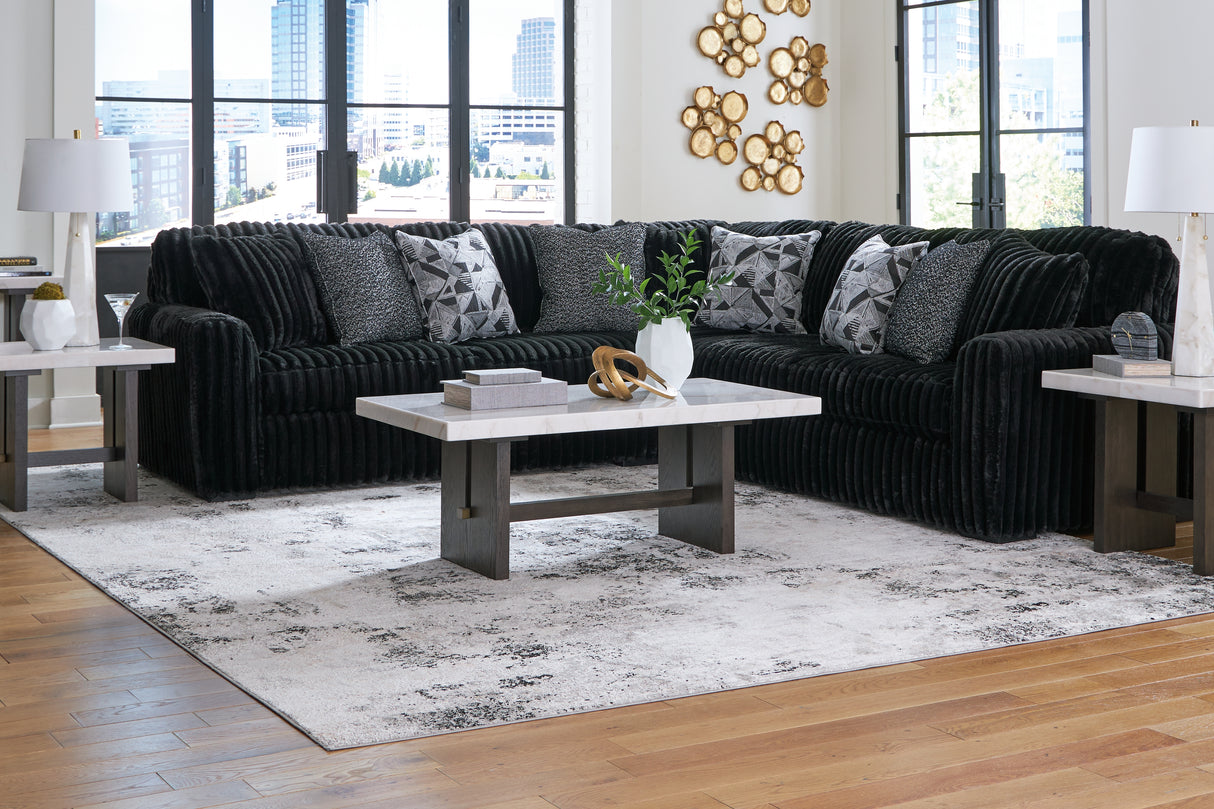 Midnight-Madness 3-Piece Sectional (Color: Onyx)