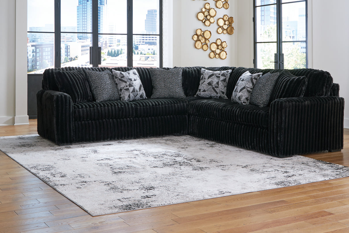 Midnight-Madness 3-Piece Sectional (Color: Onyx)