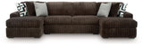 Midnight-Madness 3-Piece Sectional with Chaise (Color: Chocolate)