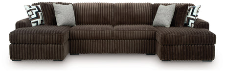 Midnight-Madness 3-Piece Sectional with Chaise (Color: Chocolate)