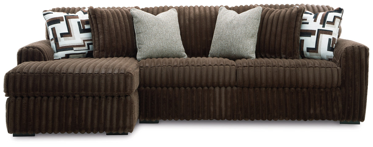 Midnight-Madness 2-Piece Sectional Sofa with Chaise (Color: Chocolate)