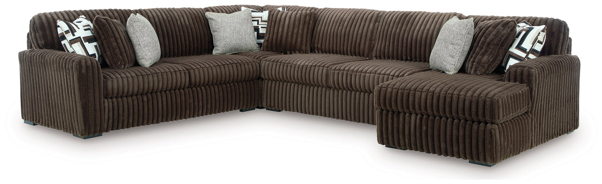 Midnight-Madness 4-Piece Sectional with Chaise (Color: Chocolate)