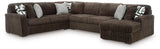 Midnight-Madness 4-Piece Sectional with Chaise (Color: Chocolate)