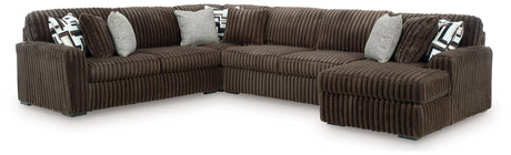 Midnight-Madness 4-Piece Sectional with Chaise (Color: Chocolate)