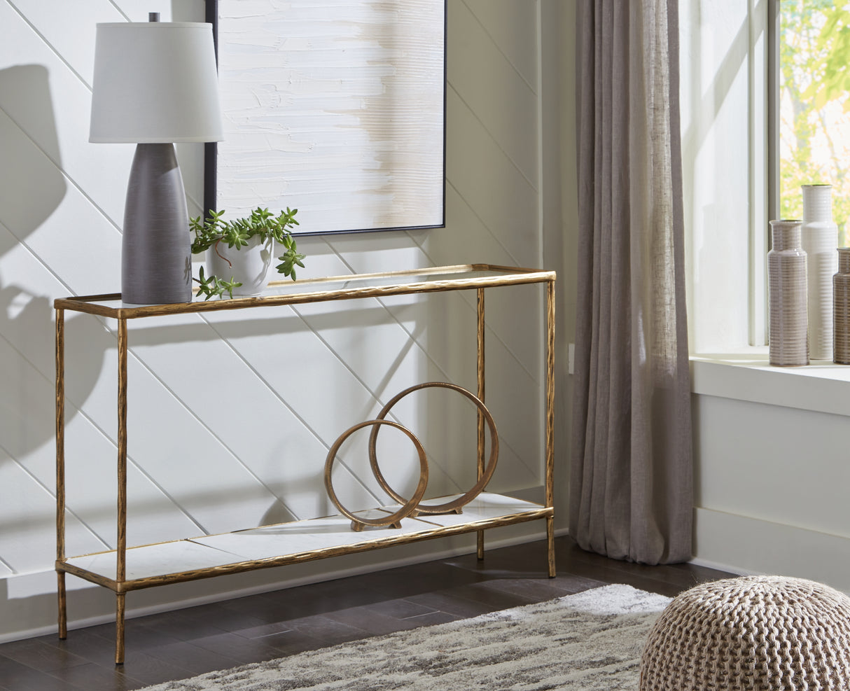 Ryandale Console Sofa Table (Color: Antique Brass Finish)