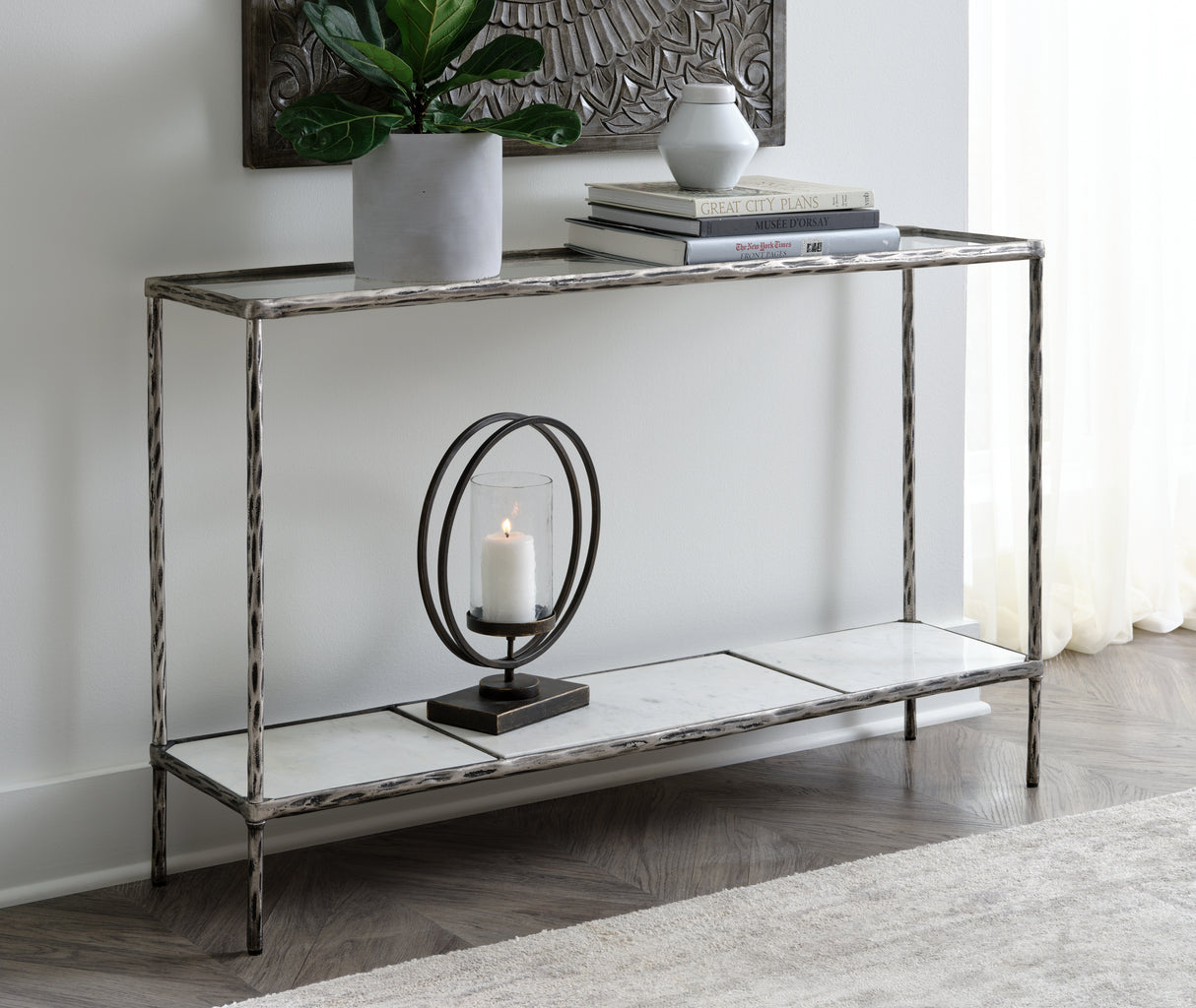 Ryandale Console Sofa Table (Variation Color: Antique Pewter Finish)