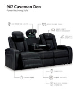 Caveman Den 3-Piece Sofa, Loveseat and Recliner (Power Reclining Sofa, Power Reclining Loveseat with Console, Power Recliner)