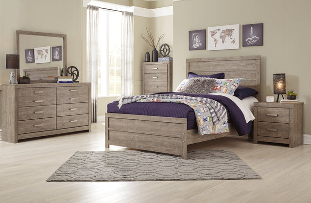 Culverbach 6-Piece Full Panel Bed with Mirrored Dresser, Chest and Nightstand (Nightstand, Chest of Drawers, Full Panel Headboard/Footboard, Full Panel Rails, Dresser, Bedroom Mirror)