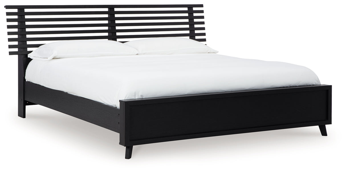 Danziar 8-Piece Queen Panel Bed with Mirrored Dresser and 2 Nightstands (Platform Queen Roll Slats, Queen Slat Headboard, Queen Panel Footboard, Queen/King Platform Rails, Dresser, Bedroom Mirror, Nightstand, Nightstand)