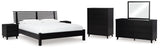 Danziar 8-Piece Queen Panel Bed with Mirrored Dresser, Chest and 2 Nightstands (Platform Queen Roll Slats, Queen Panel Footboard with Rails, Queen Slat Headboard, Dresser, Bedroom Mirror, Wide Chest of Drawers, Nightstand, Nightstand)
