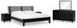 Danziar 7-Piece Queen Panel Bed with Mirrored Dresser and 2 Nightstands (Platform Queen Roll Slats, Queen Panel Footboard with Rails, Queen Slat Headboard, Dresser, Bedroom Mirror, Nightstand, Nightstand)
