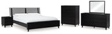 Danziar 8-Piece Queen Panel Bed with Mirrored Dresser, Chest and Nightstand (Platform Queen Roll Slats, Queen Slat Headboard, Queen Panel Footboard, Queen/King Platform Rails, Dresser, Bedroom Mirror, Wide Chest of Drawers, Nightstand)