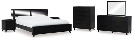 Danziar 9-Piece Queen Panel Bed with Mirrored Dresser, Chest and 2 Nightstands (Platform Queen Roll Slats, Queen Slat Headboard, Queen Panel Footboard, Queen/King Platform Rails, Dresser, Bedroom Mirror, Wide Chest of Drawers, Nightstand, Nightstand)