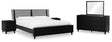 Danziar 8-Piece King Panel Bed with Mirrored Dresser and 2 Nightstands (Platform King Roll Slats, King Slat Headboard, King Panel Footboard, Queen/King Platform Rails, Dresser, Bedroom Mirror, Nightstand, Nightstand)