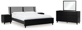 Danziar 8-Piece King Panel Bed with Mirrored Dresser and 2 Nightstands (Platform King Roll Slats, King Slat Headboard, King Panel Footboard, Queen/King Platform Rails, Dresser, Bedroom Mirror, Nightstand, Nightstand)