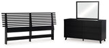 Danziar 3-Piece King Panel Headboard with Mirrored Dresser (King Slat Headboard, Dresser, Bedroom Mirror)