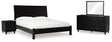 Danziar 6-Piece King Panel Bed with Mirrored Dresser and Nightstand (Platform King Roll Slats, King Panel Footboard with Rails, King Panel Headboard, Dresser, Bedroom Mirror, Nightstand)