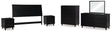 Danziar 6-Piece King Panel Headboard with Mirrored Dresser, Chest and 2 Nightstands (King Panel Headboard, Dresser, Bedroom Mirror, Wide Chest of Drawers, Nightstand, Nightstand)
