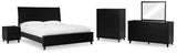 Danziar 8-Piece King Panel Bed with Mirrored Dresser, Chest and Nightstand (Platform King Roll Slats, King Panel Footboard, King Panel Headboard, Queen/King Platform Rails, Dresser, Bedroom Mirror, Wide Chest of Drawers, Nightstand)