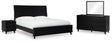 Danziar 7-Piece King Panel Bed with Mirrored Dresser and Nightstand (Platform King Roll Slats, King Panel Footboard, King Panel Headboard, Queen/King Platform Rails, Dresser, Bedroom Mirror, Nightstand)