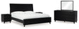 Danziar 8-Piece Queen Panel Bed with Mirrored Dresser and 2 Nightstands (Platform Queen Roll Slats, Queen Panel Footboard, Queen Panel Headboard, Queen/King Platform Rails, Dresser, Bedroom Mirror, Nightstand, Nightstand)