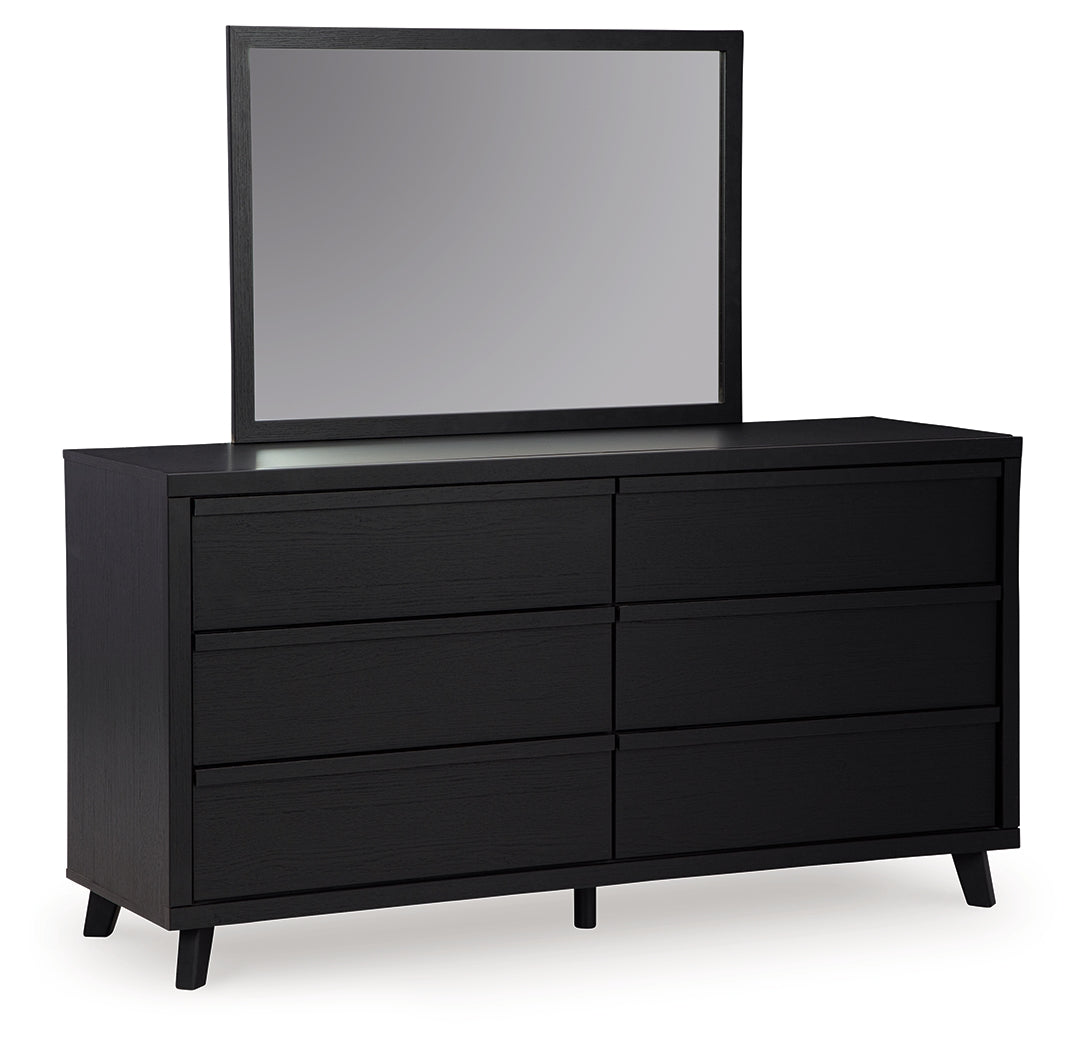 Danziar 5-Piece Queen Panel Headboard with Mirrored Dresser, Chest and Nightstand (Queen Slat Headboard, Dresser, Bedroom Mirror, Wide Chest of Drawers, Nightstand)