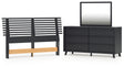 Danziar 3-Piece Queen Panel Headboard with Mirrored Dresser (Queen Slat Headboard, Dresser, Bedroom Mirror)