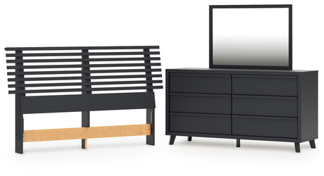 Danziar 3-Piece Queen Panel Headboard with Mirrored Dresser (Queen Slat Headboard, Dresser, Bedroom Mirror)