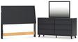 Danziar 3-Piece Queen Panel Headboard with Mirrored Dresser (Queen Panel Headboard, Dresser, Bedroom Mirror)