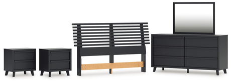 Danziar 5-Piece Queen Panel Headboard with Mirrored Dresser and 2 Nightstands (Queen Slat Headboard, Dresser, Bedroom Mirror, Nightstand, Nightstand)