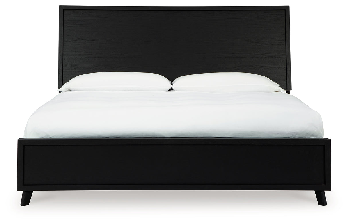 Danziar 8-Piece King Panel Bed with Mirrored Dresser, Chest and Nightstand (Platform King Roll Slats, King Panel Footboard, King Panel Headboard, Queen/King Platform Rails, Dresser, Bedroom Mirror, Wide Chest of Drawers, Nightstand)