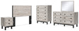 Vessalli 5-Piece Queen Panel Headboard with Mirrored Dresser, Chest and Nightstand (Queen Panel Headboard, Dresser, Bedroom Mirror, Chest of Drawers, Nightstand)