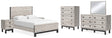 Vessalli 8-Piece Queen Panel Bed with Mirrored Dresser, Chest and 2 Nightstands (Queen Panel Footboard, Queen Panel Headboard, Queen Panel Rails, Dresser, Bedroom Mirror, Chest of Drawers, Nightstand, Nightstand)
