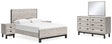 Vessalli 7-Piece Queen Panel Bed with Mirrored Dresser and 2 Nightstands (Queen Panel Footboard, Queen Panel Headboard, Queen Panel Rails, Dresser, Bedroom Mirror, Nightstand, Nightstand)
