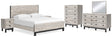Vessalli 8-Piece King Panel Bed with Mirrored Dresser, Chest and 2 Nightstands (King Panel Footboard, King Panel Headboard, King Panel Rails, Dresser, Bedroom Mirror, Chest of Drawers, Nightstand, Nightstand)